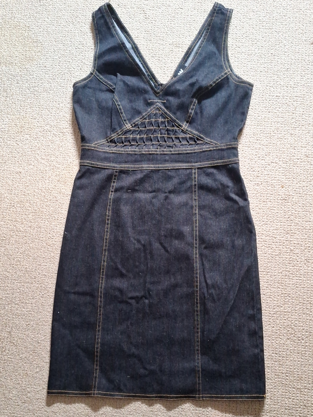 W by Worth Dark Blue Denim V-Neck Mini Dress